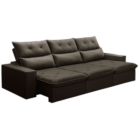 Sofá Retrátil Reclinável para Sala 4 Lugares 290cm Aires F04 Veludo Marrom Escuro - Lyam Decor