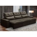 Ver imagem 2 de Sofá Retrátil Reclinável para Sala 4 Lugares 290cm Aires F04 Veludo Marrom Escuro - Lyam Decor