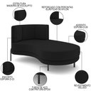 Ver imagem 3 de Chaise Longue Divã 164cm Braço Direito Logus D06 Veludo Preto - Mpozenato