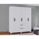 Ver imagem 2 de Cômoda 868 4 Gavetas e 1 Porta com Guarda Roupa Casal Tóquio 6 Portas Branco Brilho - Poquema