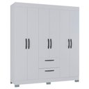 Ver imagem 4 de Cômoda 868 4 Gavetas e 1 Porta com Guarda Roupa Casal Tóquio 6 Portas Branco Brilho - Poquema