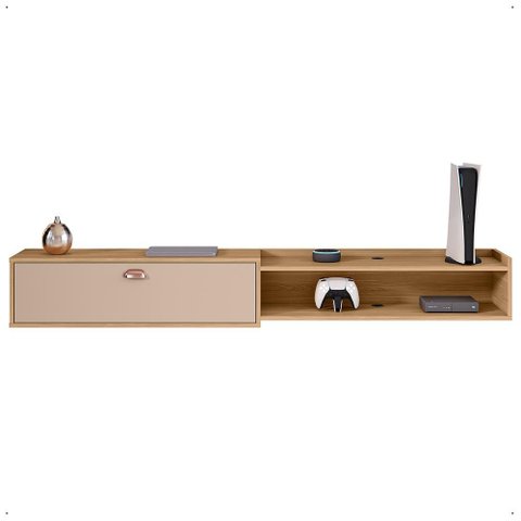 Rack Suspenso 1.8 Estante Home Tv Smart 70 Pol Porta Nicho Puxador Concha Sala Quarto Hanover/fendi