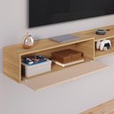 Ver imagem 5 de Rack Suspenso 1.8 Estante Home Tv Smart 70 Pol Porta Nicho Puxador Concha Sala Quarto Hanover/fendi