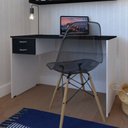 Ver imagem 1 de Escrivaninha Mesa Escritório 100CMX47CM 2 Gavetas 100cm Branca e Preto