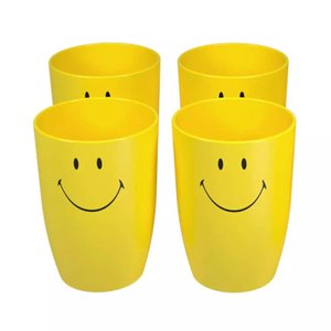 Conjunto de Copos Brinox Cozy em Plástico Amarelo com 4 Peças 400ml