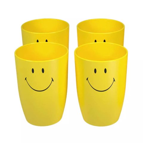 Conjunto de Copos Brinox Cozy em Plástico Amarelo com 4 Peças 400ml