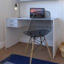 Ver imagem 1 de Escrivaninha Mesa Escritório 100CMX47CM 2 Gavetas 100cm Branca e Cinza Cristal