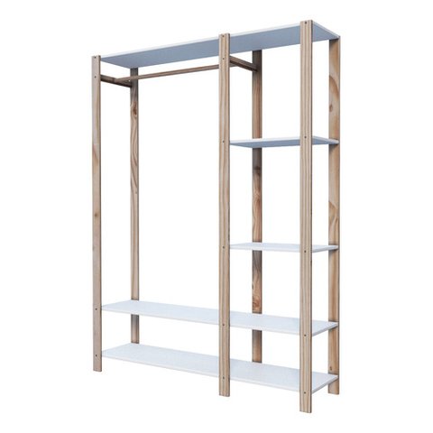 Arara de Roupas Guarda Roupa Solteiro com Prateleiras Mdp Branco Technox