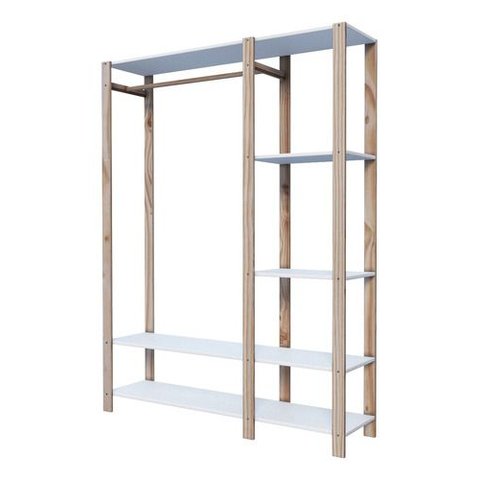 Arara de Roupas Guarda Roupa Solteiro com Prateleiras MDP Branco Technox
