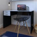 Ver imagem 1 de Escrivaninha Mesa Escritório 100CMX47CM 2 Gavetas 100cm Preto e Cinza Cristal