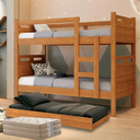 Ver imagem 1 de Beliche com Cama Auxiliar 03 Colchões D20 Treliche Completa Cor:Nature
