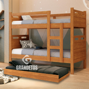 Ver imagem 6 de Beliche com Cama Auxiliar 03 Colchões D20 Treliche Completa Cor:Nature