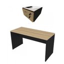 Ver imagem 2 de Escrivaninha Mesa Escritório 100CMX47CM 2 Gavetas 100cm Preto e Carvalho Mel Bege