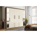 Ver imagem 1 de Guarda Roupa Casal 8 Portas e 6 Gavetas C/ Espelho Master 8.6 Jatoba/areia - Santos Andirá