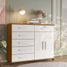 Cômoda Sapateira 6 Gavetas Sapateira Platina Lukaliam Freijo/off White - 3