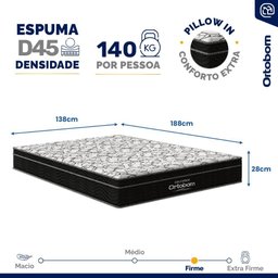 Colchão de Espuma D45 Ortobom Airtech Ortopillow 150 Casal 138cm - 4 Colchão de Espuma D45 Ortobom Airtech Ortopillow 150 Casal 138cm - 4