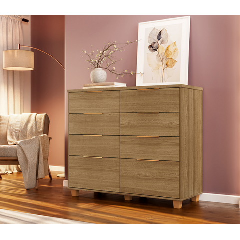 Cômoda Dubai Intense 121cm 6 Gavetas e 2 Gavetões - Nature Vila Rica