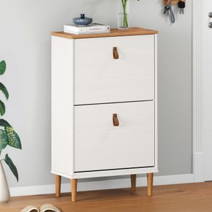 Sapateira Compacta Vertical 2 Portas Madeira 12 Pares Branco Freijó Mikka