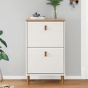 Ver imagem 2 de Sapateira Compacta Vertical 2 Portas Madeira 12 Pares Branco Freijó Mikka Idimex