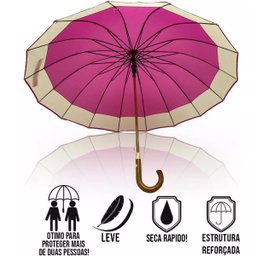 Guarda-chuva 16 Varetas Extra Grande Automático Rosa - 5