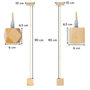 Ver imagem 2 de Lustre Pendente Com Tampa Canopla Rústico Em Madeira Maciça De 1M Com Fio PP Com Bocal Soquete Bivol