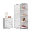 Ver imagem 1 de Jogo de Quarto Infantil Doce Sonho com Guarda Roupa 2 Portas e Cômoda 4 Gavetas Branco - Qmovi