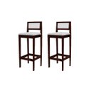 Ver imagem 2 de Kit 2 Banquetas Assento Encosto Estofado em Sintetico Hellen:imbuia com Sintetico Off White