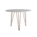 Ver imagem 2 de Mesa de Jantar Redonda 90cm Branca Clips 3 Pés Base Cobre