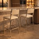 Ver imagem 2 de Kit 2 Banquetas Bar Cozinha Altura 65cm Flora Gourmet Cromada Assento e Encosto Fendi