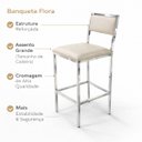 Ver imagem 5 de Kit 2 Banquetas Bar Cozinha Altura 65cm Flora Gourmet Cromada Assento e Encosto Fendi