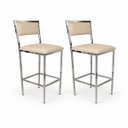 Ver imagem 1 de Kit 2 Banquetas Bar Cozinha Altura 65cm Flora Gourmet Cromada Assento e Encosto Fendi