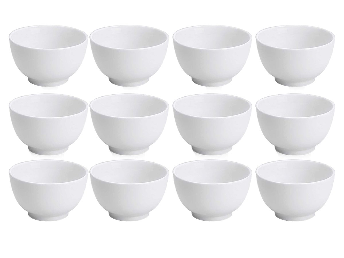 Jogo 12 Tigelas de Porcelana Branca Bowl 510ml Cumbuca Japonesa Bela Vista