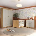 Ver imagem 2 de Quarto de Bebê Completo Berço Americano 3x1 Colchão Realeza Multimóveis Mp4599 Madeirado/off