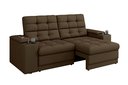 Ver imagem 3 de Sofá Confort Premium 2,05m Assento Retrátil e Reclinável Porta Copos e USB Suede Marrom - Xflex