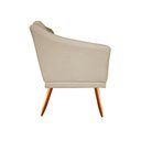 Ver imagem 3 de Poltrona Decorativa Agatha Couro Bege Pés Madeira Mz Decor