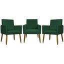 Ver imagem 1 de Kit 3 Poltronas Decorativas Confortáveis Mari - Verde Suede
