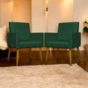 Ver imagem 7 de Kit 3 Poltronas Decorativas Confortáveis Mari - Verde Suede