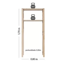 Armário C/ Suporte Duplo Armazenamento de Parede Pinus Technox Marron - 4