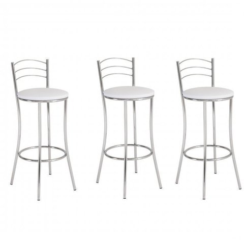 Conjunto 3 Banquetas Altas 3 Arames Branco