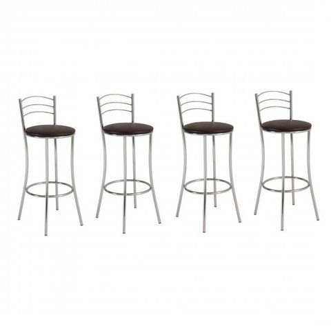 Conjunto 4 Banquetas Altas 3 Arames Marrom