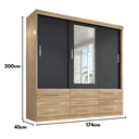 Ver imagem 5 de Guarda-Roupa Casal 3 Portas Correr 9 Gavetas com Espelho Capri