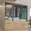Ver imagem 2 de Guarda-Roupa Casal 3 Portas Correr 9 Gavetas com Espelho Capri