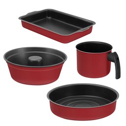 Conjunto Panelas Antiaderente com Tampa de Vidro 13 Peças - Vermelha - 3