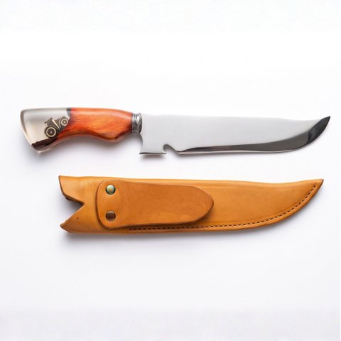 Faca Artesanal 9,5" Resina Trator Bainha