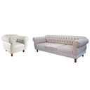 Ver imagem 1 de Conjunto Sofá Namoradeira Elisabeth Chesterfield Capitone Suede Nude Decorativa / Sala, Tv, Estar, R