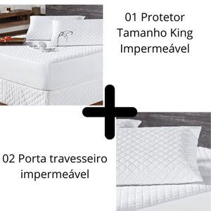Kit Protetor Colchão King +2 Capas Travesseiro Impermeável