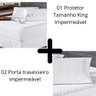 Kit Protetor Colchão King +2 Capas Travesseiro Impermeável - 1