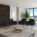 Ver mais imagens de Estilo na Recepção Kit Namoradeira + 2 Poltronas Capitonê Preto
