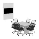 Ver imagem 2 de Conjunto Mesa de Escritório Reunião 136cm com Painel para Tv Multimóveis Cr25338 Branco