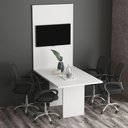 Ver imagem 3 de Conjunto Mesa de Escritório Reunião 136cm com Painel para Tv Multimóveis Cr25338 Branco